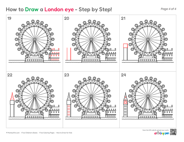 Easy London Eye drawing for kids and beginner artists.