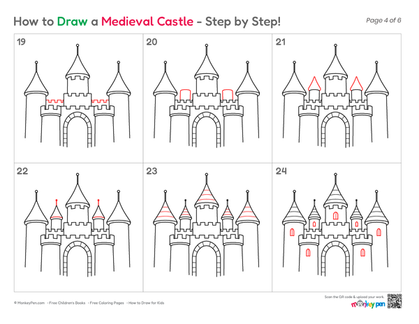 How to Draw a Medieval Castle – Easy Step-by-Step Castle Drawing for Kids