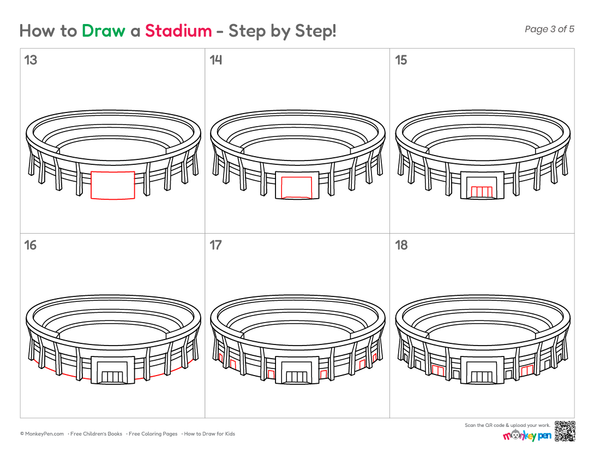 How to Draw a Stadium – Simple Step-by-Step Sports Drawing for Kids