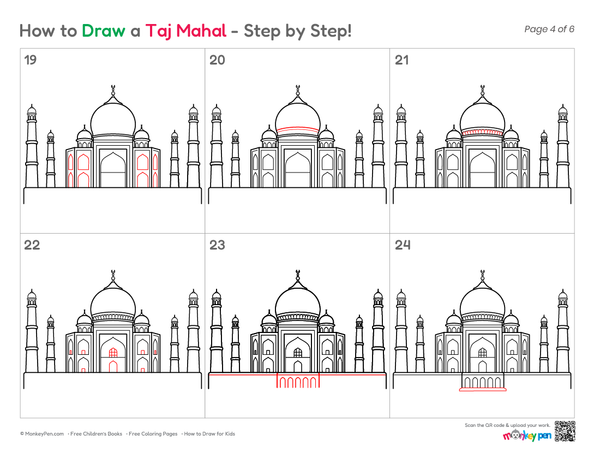 How to Draw the Taj Mahal – Step-by-Step Monument Drawing for Kids