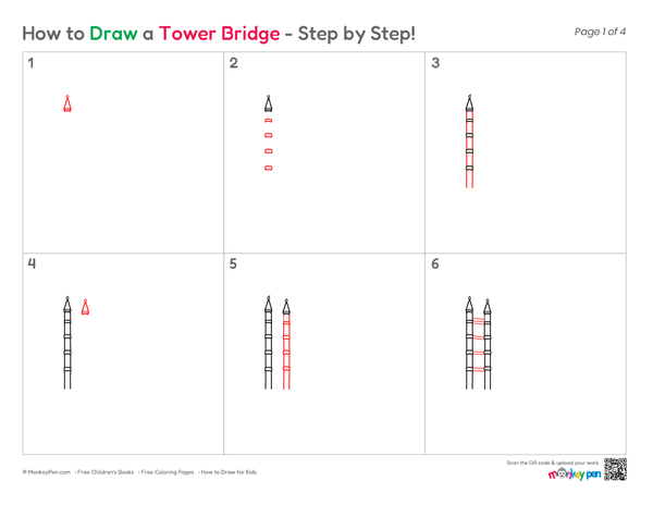 Kid-friendly Tower Bridge line art
