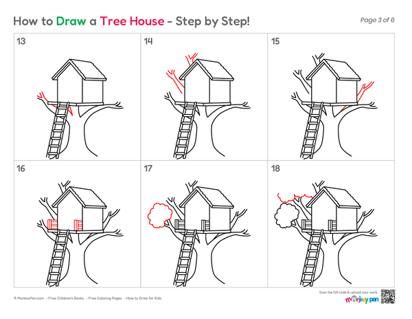 How to Draw a Tree House – Simple Step-by-Step House Drawing for Kids