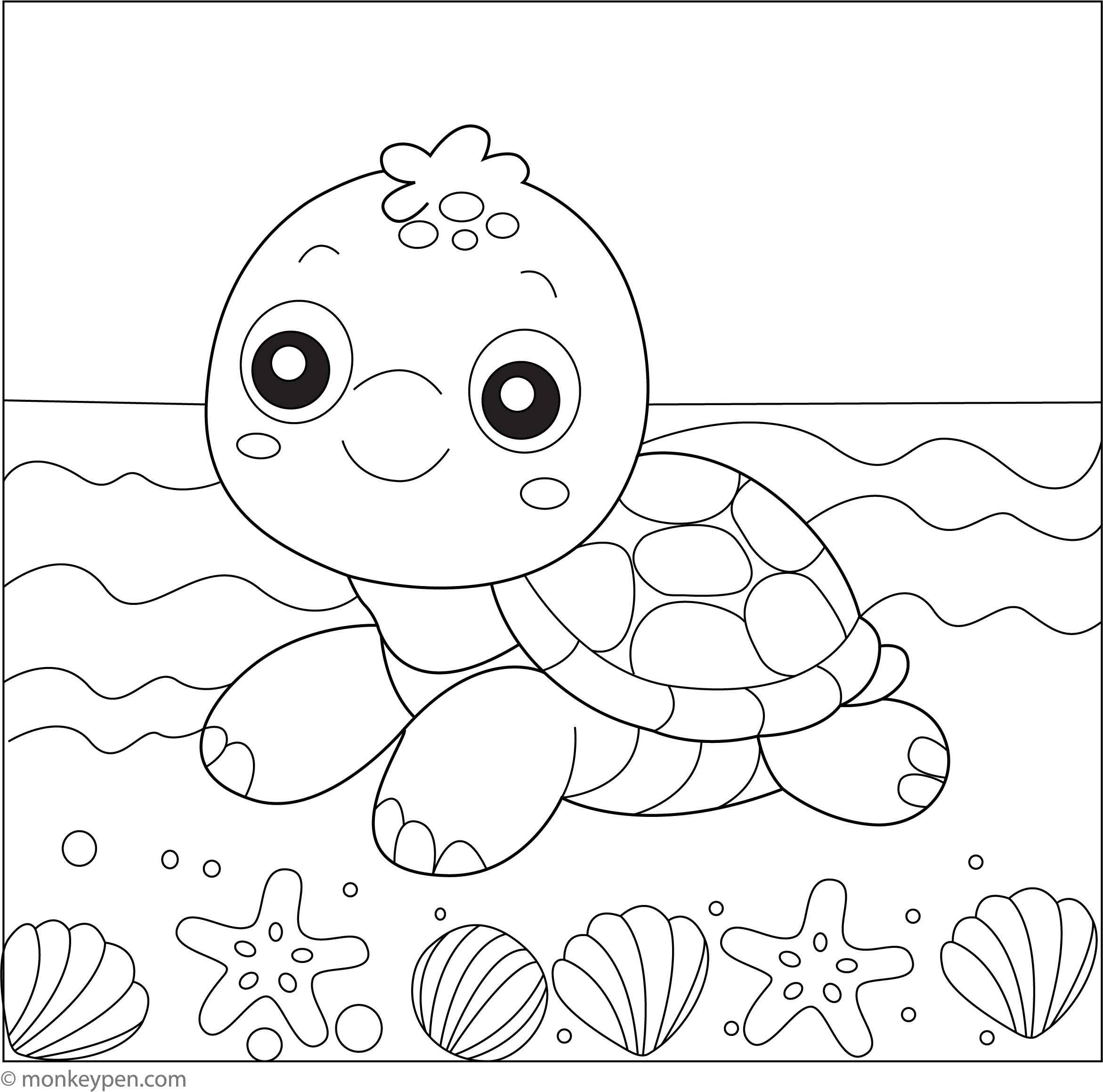 Turtles To Color Cartoon Sea Turtle Coloring Pages Free Printable Turtle Coloring Pages