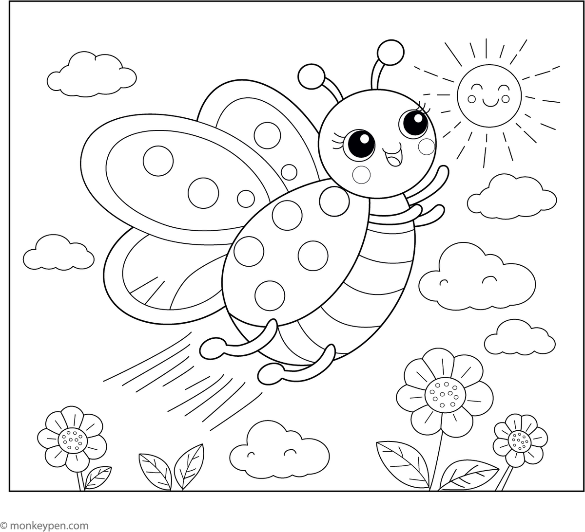 Flying Ladybug Free Coloring Pages Flying ladybug free coloring pages