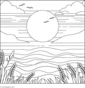 Sunset Coloring Page – fun and educational printable for children