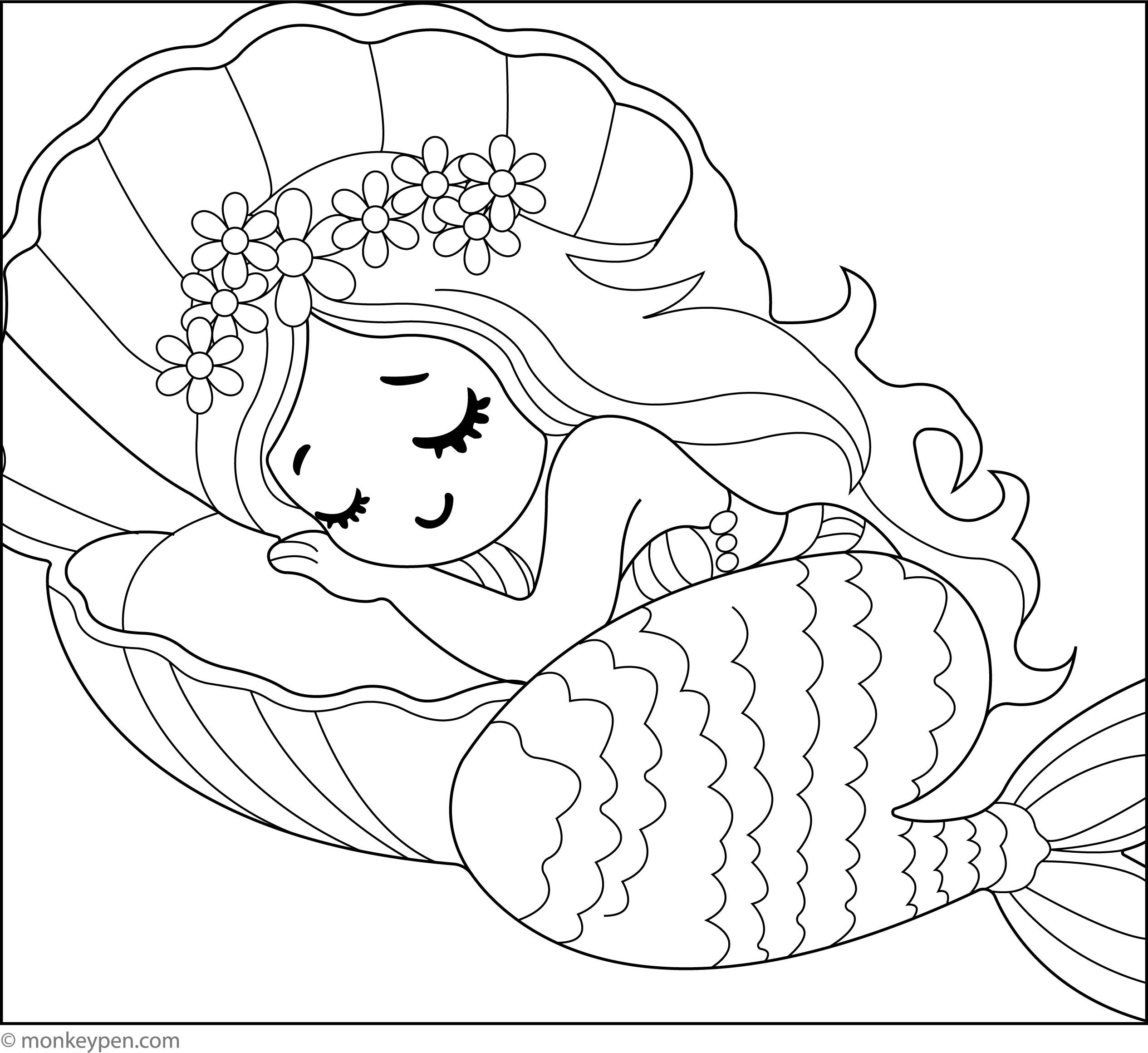 Dreaming Mermaid Creative Kids Coloring Pages dreaming-mermaid-creative-kids-coloring-pages