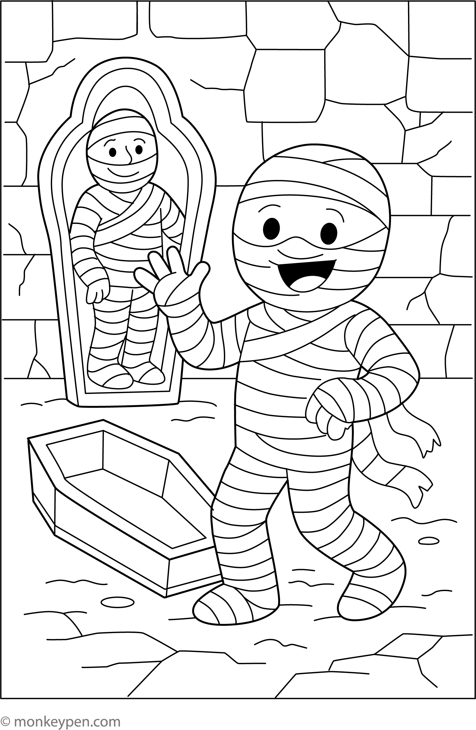 Mummy Coloring Pages — Example 6 Mummy Coloring Pages — Example 6