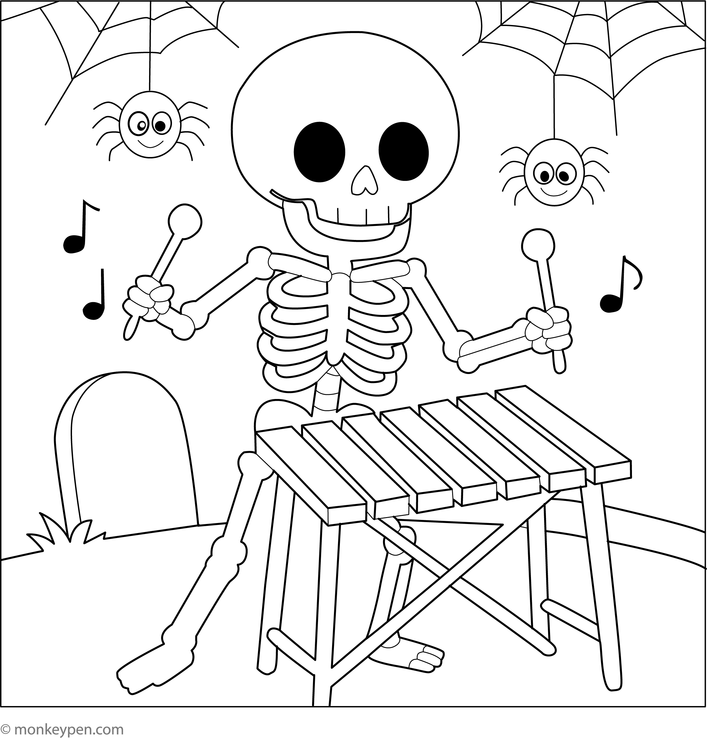 skeleton coloring pages printable