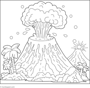 Volcanic Eruption Coloring Page