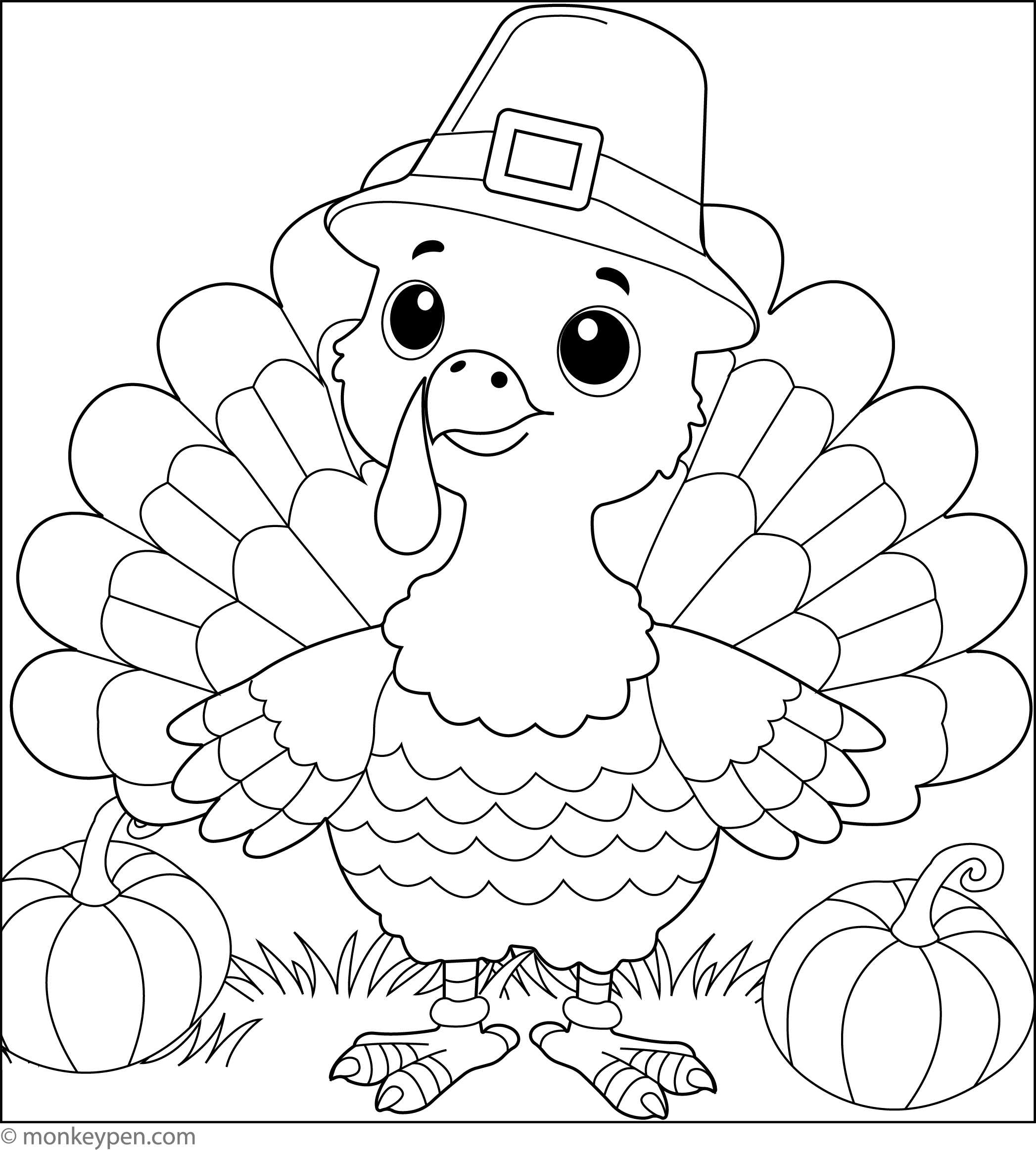 Pilgrim Turkey Free Coloring Page PDF pilgrim-turkey-free-coloring-page-pdf