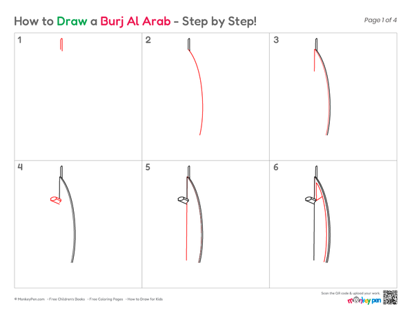 How to Draw the Burj Al Arab – Easy Step-by-Step Landmark Drawing for Kids