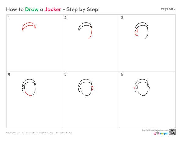 Easy clown joker illustration for preschoolers.