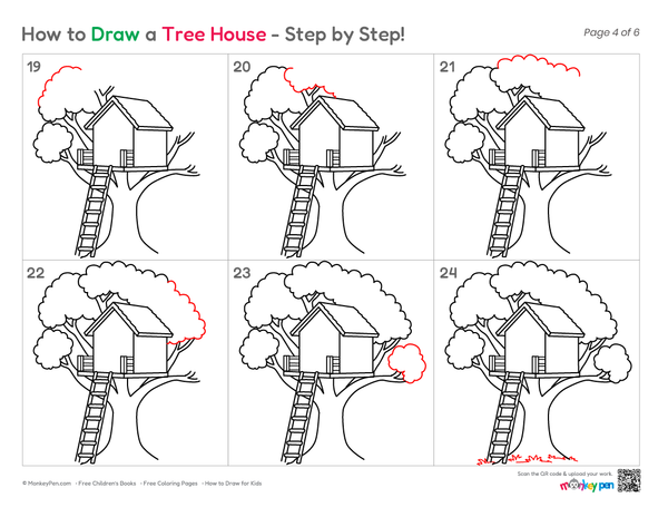 How to Draw a Tree House – Simple Step-by-Step House Drawing for Kids