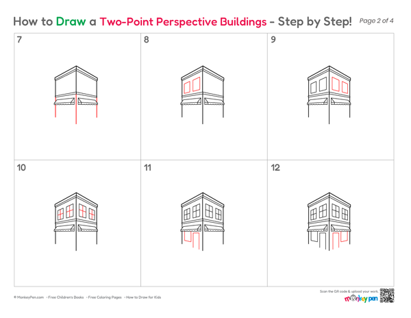 How to Draw Two-Point Perspective Buildings – Easy Step-by-Step Perspective Drawing for Kids
