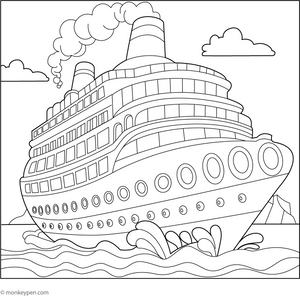 Cruise Ship Coloring Page