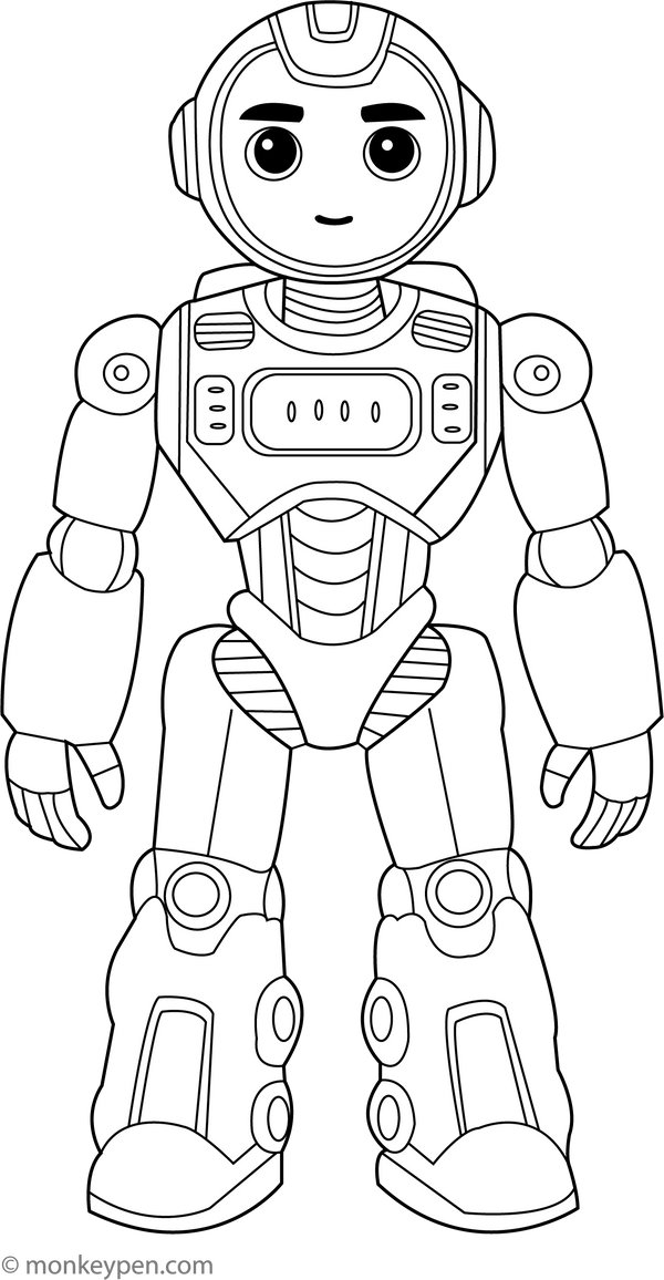 Printable Sci-fi Robot Coloring Image for Kids