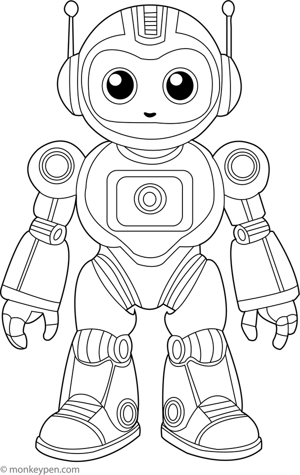 Free Printable Futuristic Robot Coloring Image