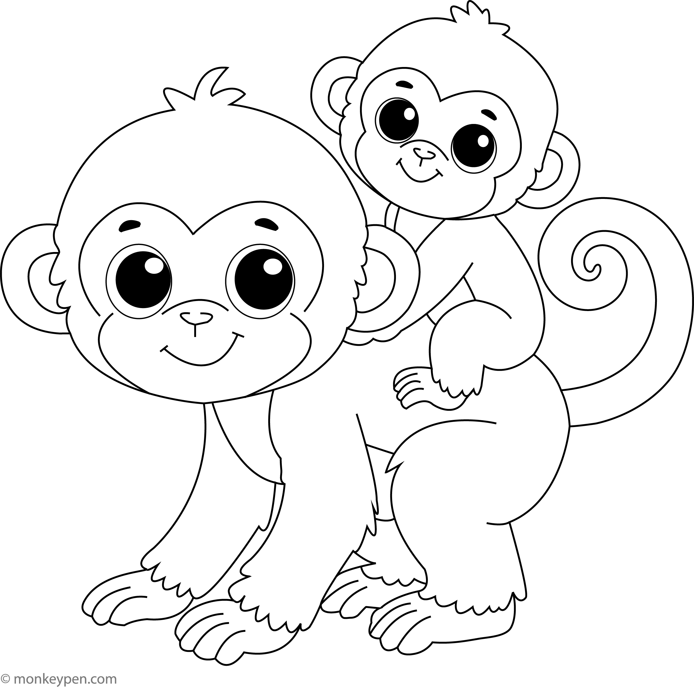 Coloring Pages Of Cute Monkeys Monkey Coloring Book For Kids Over 50
