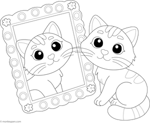 Printable Curious Cat Coloring Page