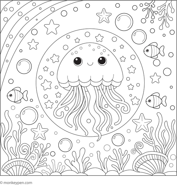 Jellyfish in a Bubble Coloring page