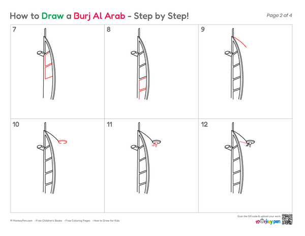 How to Draw the Burj Al Arab – Easy Step-by-Step Landmark Drawing for Kids