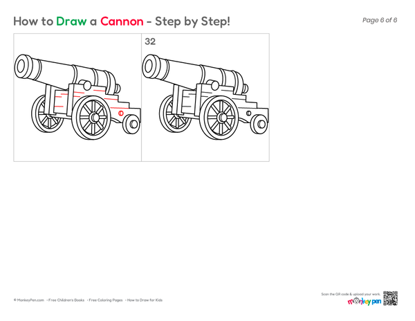 How to Draw a Cannon – Simple Step-by-Step Historical Object Drawing for Kids