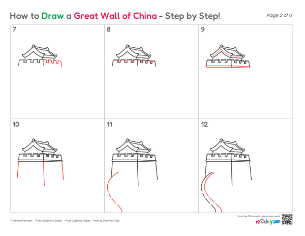 How to Draw the Great Wall of China – Step-by-Step Landmark Drawing for Kids