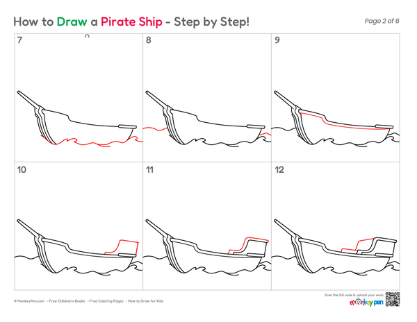 How to Draw a Pirate Ship – Simple Step-by-Step Ship Drawing for Kids