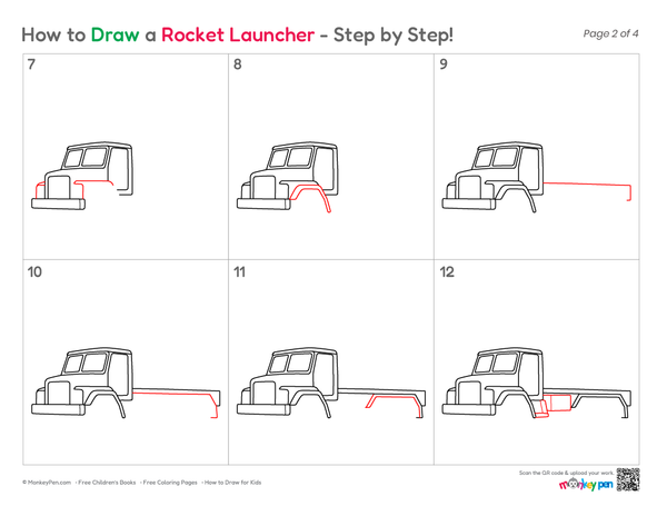 Kid-friendly rocket launcher line drawing