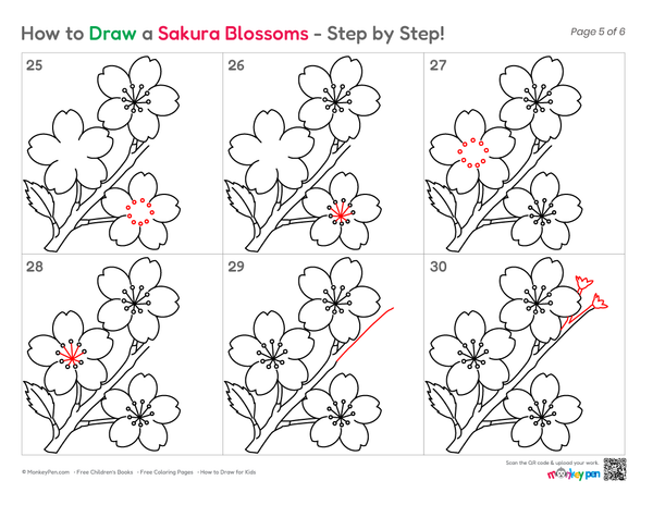 How to Draw a Sakura Blossom – An Easy Step-by-Step Flower Drawing for Kids