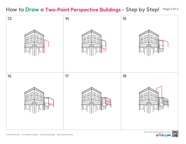 How to Draw Two-Point Perspective Buildings – Easy Step-by-Step Perspective Drawing for Kids
