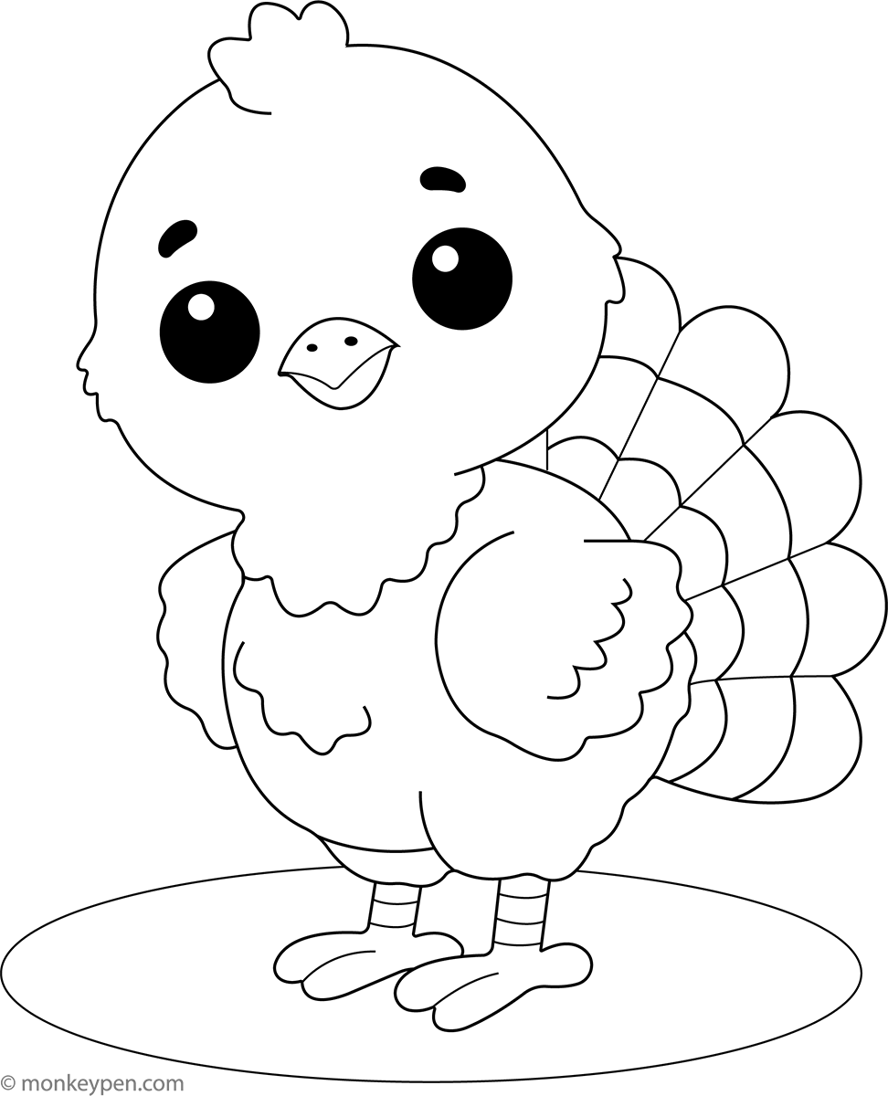 Baby Turkey Free Coloring Page Printable PDF baby-turkey-free-coloring-page-printable-pdf