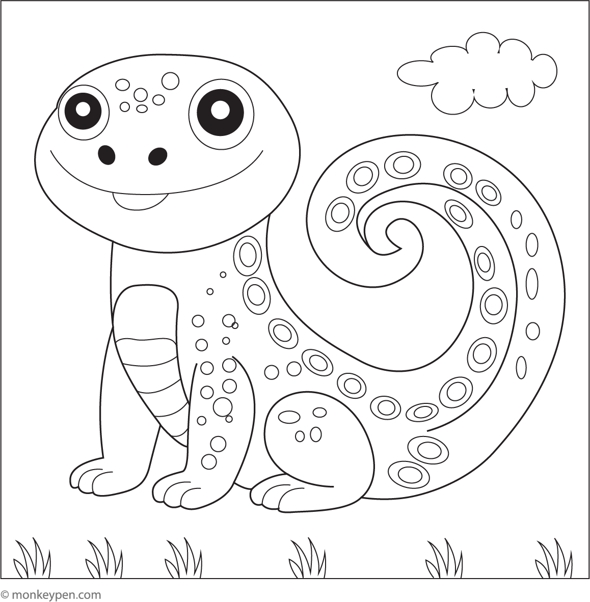 Smiling Lizard | Fun Reptile-Themed Coloring Printable