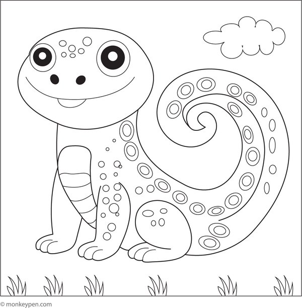 Smiling Lizard Coloring Page