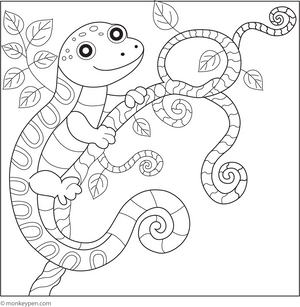 Lizard on a Vine Coloring Page