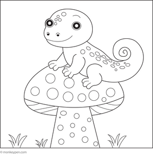 Lizard on a Mushroom Coloring Page