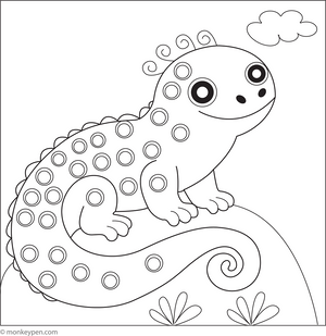 Lizard with Big Tail Coloring Image for Kids