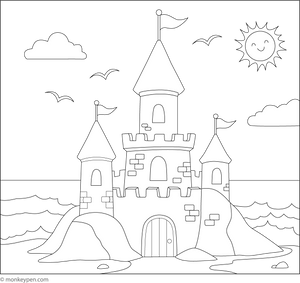 Free Printable Sand Castle Coloring Page