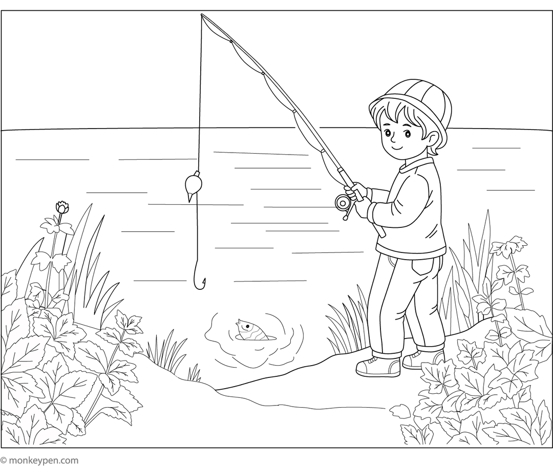 Fish Ski Colouring In Beach Coloring Pages – Free Printable for Kidsc