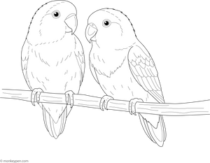 Printable Love Birds Coloring Image