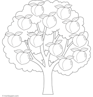 Printable Peach Tree Coloring Page