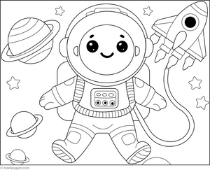 Printable Spacewalking Astronaut Coloring Pge