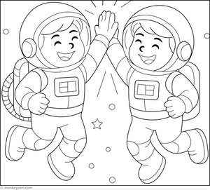 Printable Astronaut in Space Cloring Page