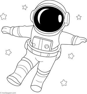 Printable Astronaut in Galaxy Colouring Page