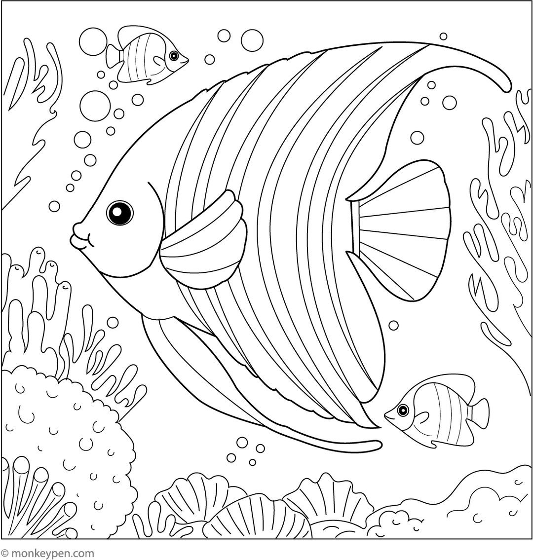 Angelfish Color Pages Fish Coloring Pages and Book – Free & Fun for Kids – Page 4