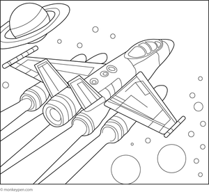 Free Printable Space Airplane Coloring Image