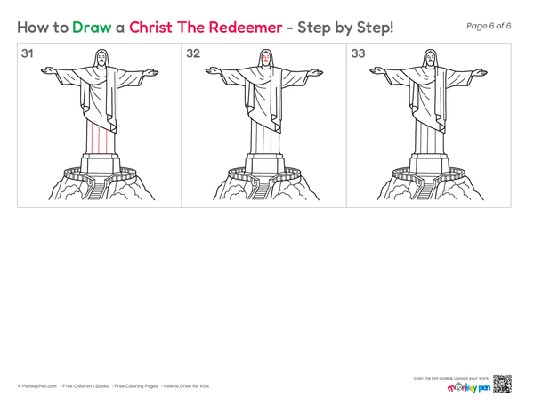 Simple Christ the Redeemer drawing