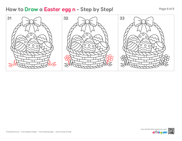 Easter basket line art drawing