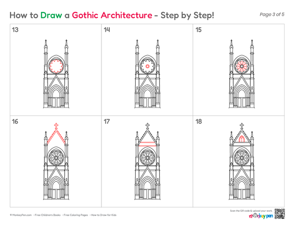 How to Draw Gothic Architecture – Easy Step-by-Step Building Drawing for Kids