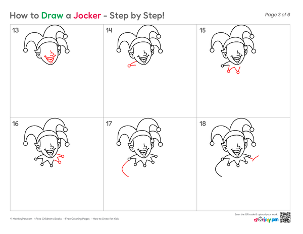 Joker cartoon drawing with a smiling face.